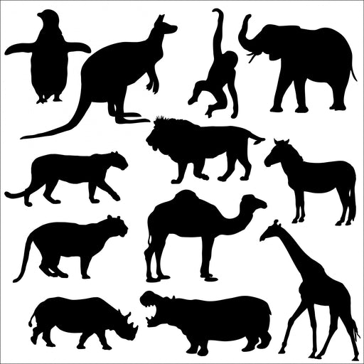 12 wild animals - 10 mil mylar Stencil Reusable Pattern - 12 Stencils!