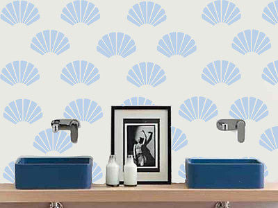 Wall Stencil Clam shell design - Reusable 10 mil mylar Stencil Reusable Pattern