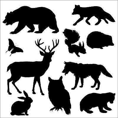 Forest Animals Stencil - 10 mil mylar Stencil Reusable Pattern - 10 Stencils!