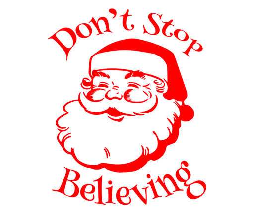 Don't Stop Believing Santa - 10 Mil Clear Mylar -Reusable Stencil Pattern