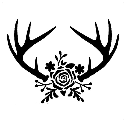 Floral Deer Antlers - High Quality Reusable Stencil on 10 mil Mylar