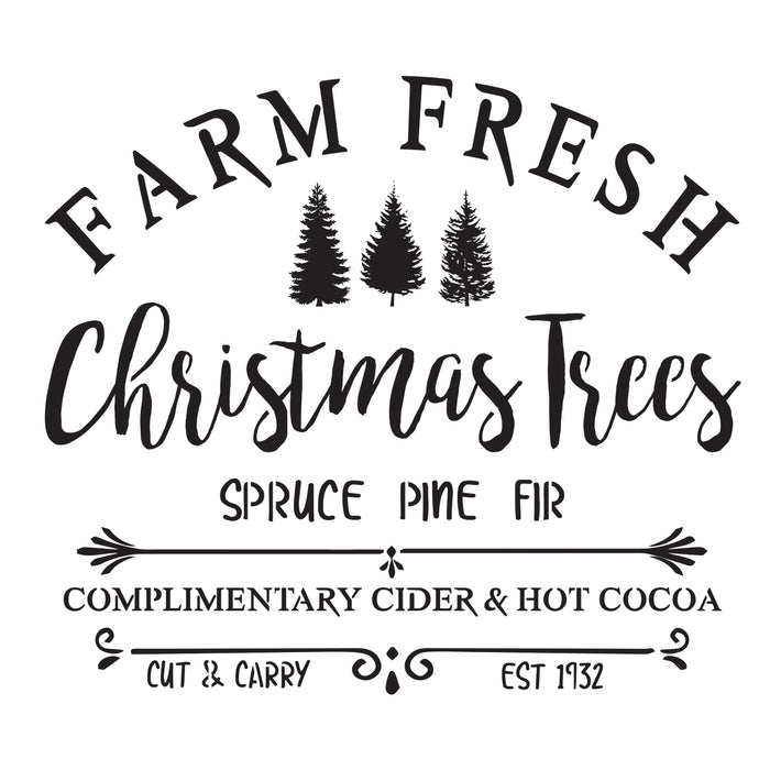 Farm Fresh Christmas Trees - 10 Mil Clear Mylar  - Reusable Stencil Pattern
