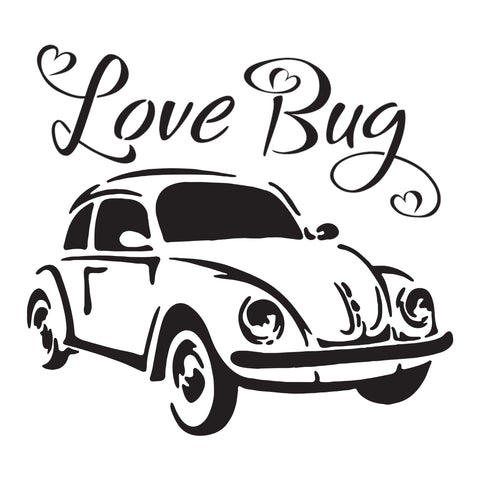 Love Bug - 10 Mil Clear Mylar -Reusable Stencil Pattern