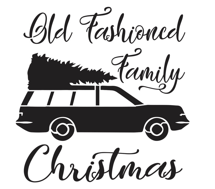 Old Fashioned Family Christmas - 10 Mil Clear Mylar -Reusable Stencil Pattern