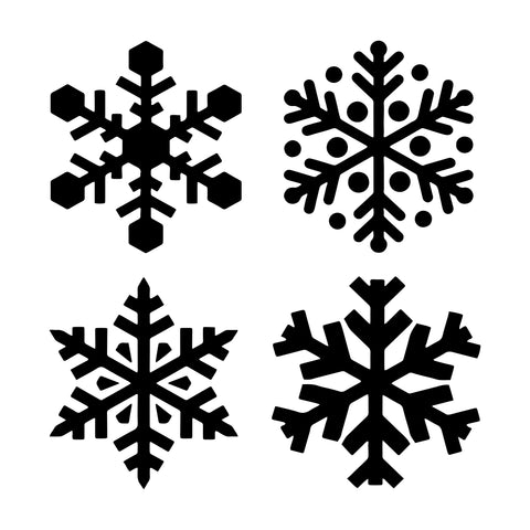 Snowflakes-Set of 4 - 10 Mil Clear Mylar -Reusable Stencil Pattern
