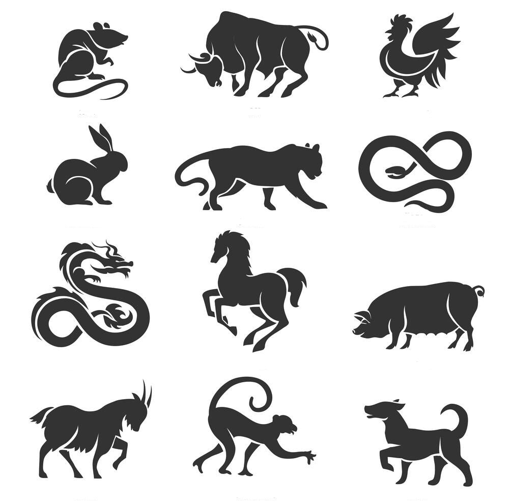 Chinese zodiac animal symbols  Stencil