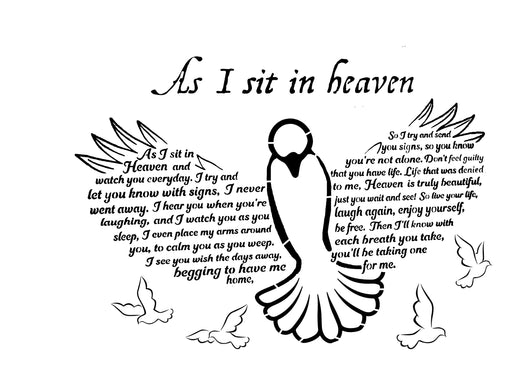 As I sit in Heaven (Dove) - Stencil 24x18
