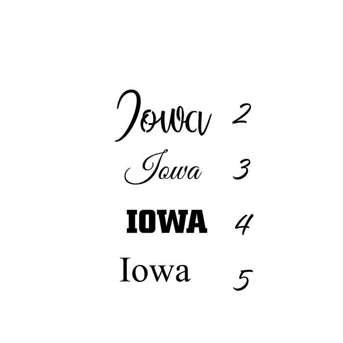 Iowa text   4 stencils  4"wide