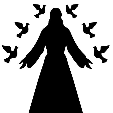 Jesus with doves Stencil