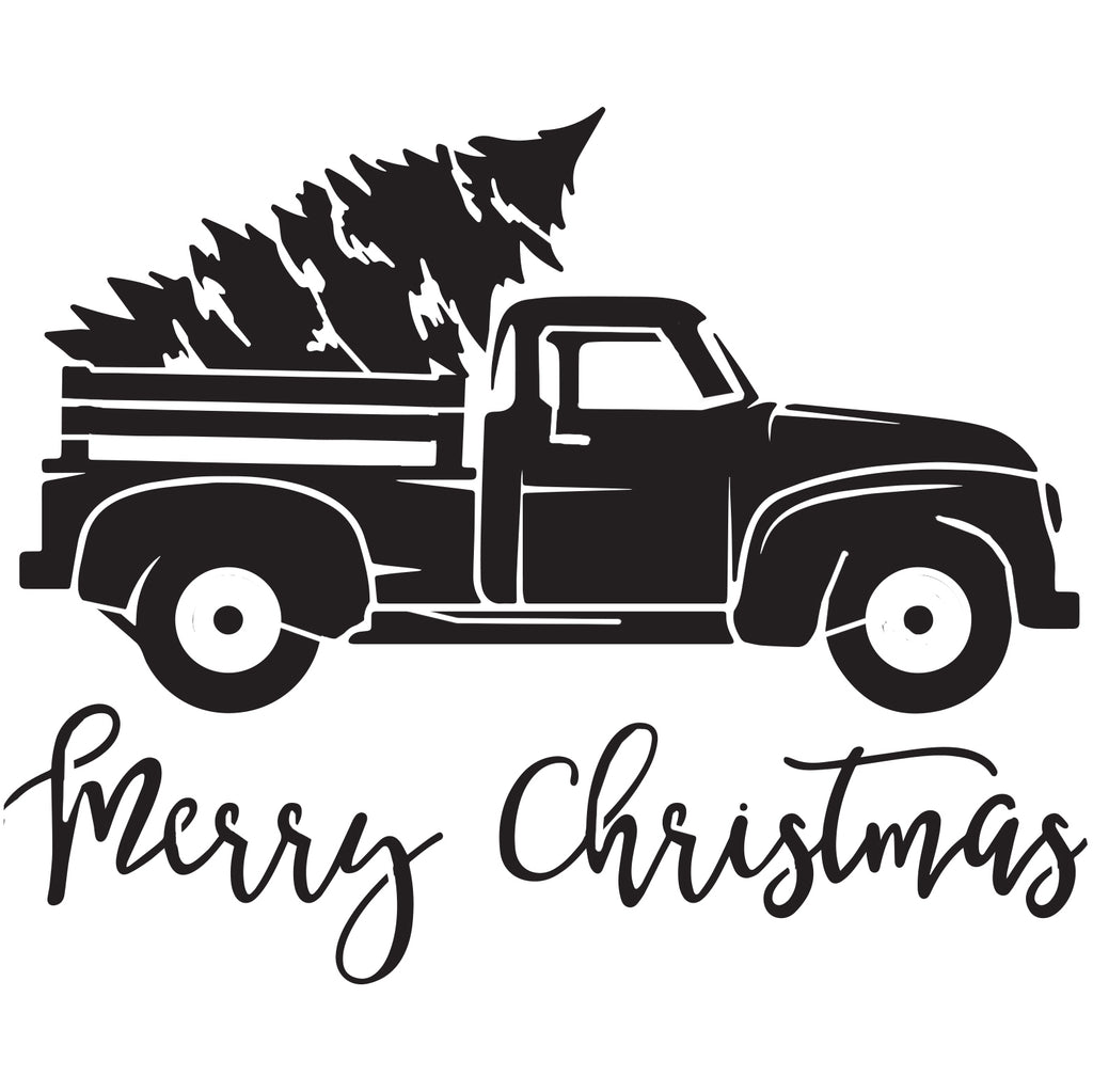 Vintage Christmas Truck - 10 Mil Clear Mylar -Reusable Stencil Pattern